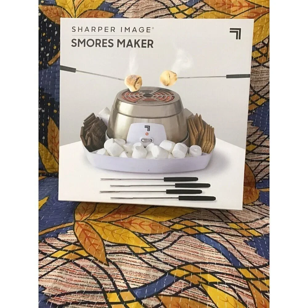 SHARPER IMAGE NEW Flameless Marshmallow S’mores Maker w/4 Forks. Slope Side Fun